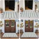 OJIA Washable Outdoor Rug 3'x5', Blue/White/Tan Outdoor Area Rug Entryway Rugs Indoor Door Mat Front Porch Rug Cotton Small Checkered Rug Floor Carpet for Entry/Patio/Bedroom/Living Room