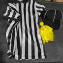 Thapower Children Referee Shirt Costume Kids Youth Black and White Stripe Boy Girls Toddler Ref Jersey, L