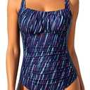 Aqua Eve One Piece Bathing Suit for Women Tummy Control Swimsuit Slimming Vintage Swimwear (Black, L)