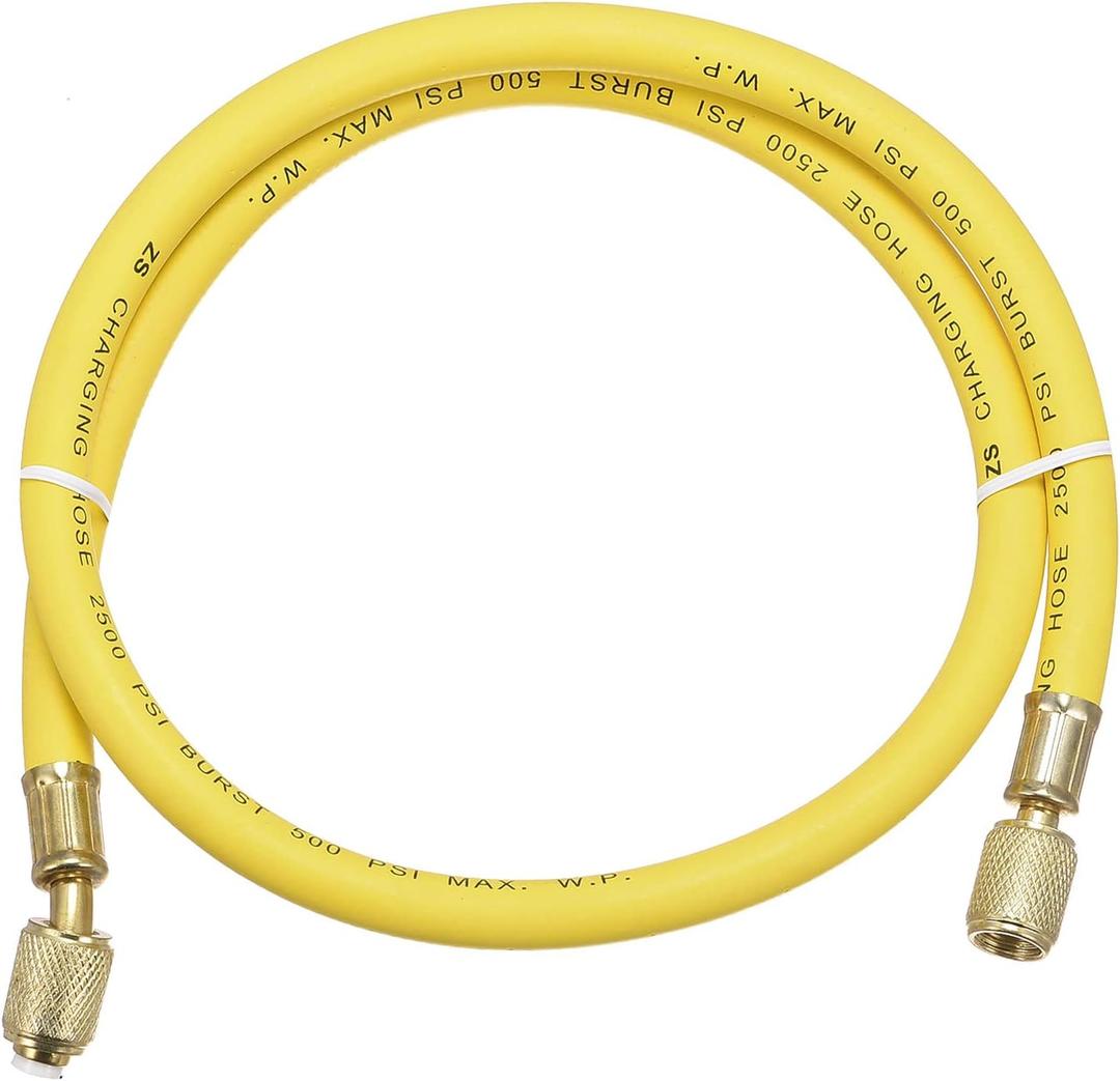 uxcell Refrigerant Charging Hose, 1/4 SAE Thread 2.95Ft Length 500PSI Tube HVAC Hoses, for Home Air Conditioner Refrigeration Maintenance, Yellow