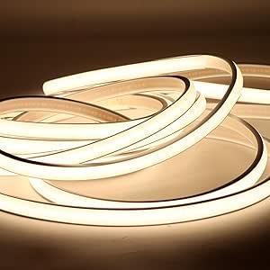 pcning Powerful COB LED Strip 220 V 230 V 5 m IP67 Waterproof White with Plug, 5 m LED Strip Light, Outdoor Indoor 4000 K