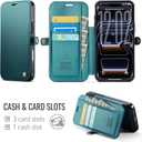 for iPhone 17 Pro Case Wallet Compatible with Magsafe, Slim PU Leather Flip RFID Blocking Card Holder Stand Shockproof Magnetic Women Men Wallet Phone Case Cover for iPhone 17 Pro, Blue Green