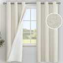 YoungsTex Linen 100% Blackout Curtains for Bedroom 72 Inch Long, Grommet Faux Linen Thermal Insulated Full Room Darkening Window Drapes for Living Room with White Liner, 2 Panels, 42 X 72 Inch