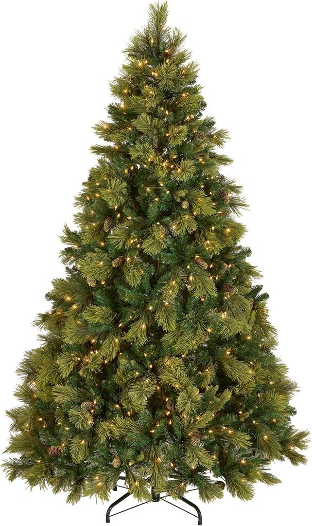 National Tree Company 7.5 ft Pre-Lit Carolina Pine Artificial Christmas Tree, 750 Clear Lights, 1,399 Tips, Includes Stand, Green