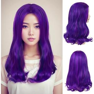 GNIMEGIL Purple Wigs For Women Mal Cosplay Halloween Costume Wig Drag Queen Wigs In Synthetic Hair Highlights Blue Mixed Purple Wig Long Wavy Musical Carnival Party Celia Monsters Inc Costume Adultv