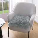 OKAYDA Square Faux Sheepskin Chair Cover Seat Cushion Pad Super Fluffy Soft Fur Rug for Vanity Chair, Car Seat, Sofa, Living Room, Office (18"*18", Grey)
