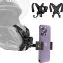 SOH Motorcycle Helmet Chin Strap Mount with Phone Clip, Adjustable Strap Helmet Phone Holder Mount for iPhone 17/16 Pro Max/15/14, Google, Samsung, LG, Pixel, Huawei, Xiaomi,All Smartphones