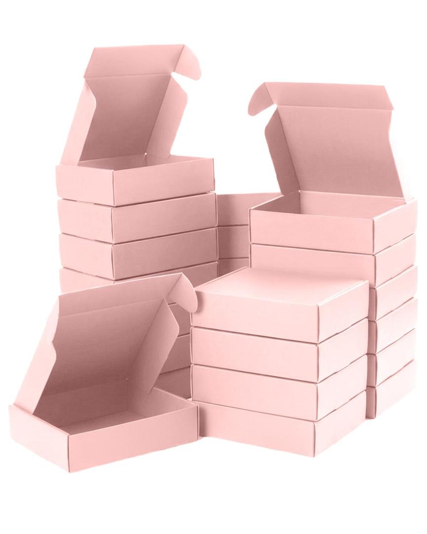 Small Shipping Boxes, 50 Pack Cardboard Box Corrugated Mailer Boxes Small Corrugated Boxes For Shipping Packaging Craft Gifts Giving Products, 6 x 4 x 1.6 Inches (Light Pink)