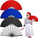 4 Pcs Boots on The Ground Hand Fan, Multi-color Boots on The Ground Fan, Large Rave Fan, Clap Fans for Line Dancing, Hand Fans for Women Foldable, Concerts, Church, Party, Performance, Gift,Wedding (blue white black red)