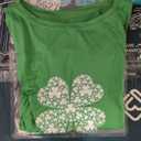 IRUD St Patricks Day Shirt Women: Shamrock Pattern Crewneck Short Sleeve Womens Outfits for St. Patrick's Day T-Shirt M