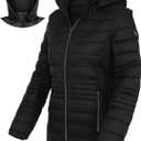 Women's Lightweight Puffer Jacket Hooded Short Packable Down Jacket Winter Coats for Women, Black S