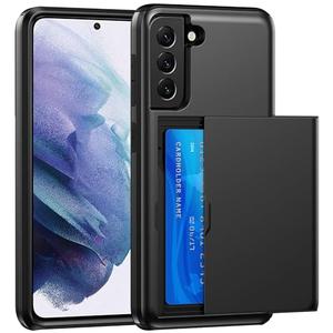 SZSSZSM Wallet for Samsung Galaxy S21 Case with Card Holder Dual Layer Military Grade Protective Shockproof Hidden Card Slot Slim Fit Phone Cover - Black