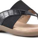 CLIFFS BY WHITE MOUNTAIN Bumble Women's Thong Sandal (6, Black/Croco/Smooth)