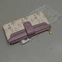 GAEKEAO Womens Wallet Slim Thin RFID Blocking Floral Vegan Leather Card Holder Bifold Long Ladies Wallet with Zipper Pocket (Purple)