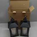 Lanterns Decorative Indoor, 2 Pack Black Decorative Flameless Candle Lanterns with Timer, Vintage 14" Waterproof Hanging Outdoor Lanterns, Battery Operated for Porch, Patio, Wedding Decor
