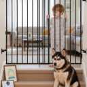 Babelio Baby Gate for Stairs & Doorways, 26-43" W 34" H Extra Tall| No Bottom Bar| Easy Installation| One-handed Operation| Auto-close| Hardware Mount (Drill Needed) Safety Dog/Pet Gate Indoor (Black)