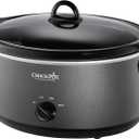 Crock-Pot 7-Quart Manual Slow Cooker, Family Size Serves 8+ People & Fits 6-lb Roast, Removable Stoneware with Warming Setting, Dishwasher Safe for Easy Cleanup, Charcoal