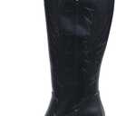 Cowboy Boots for Women - Knee High Cowgirl Boots with Side Zipper, Mid Heel & Easy Pull-On (Black)