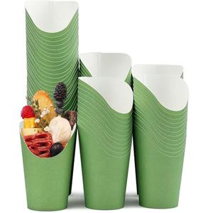 CAMKYDE 30Pcs French Fries Holder, 12oz Disposable Paper French Fry Cups Sage Green Charcuterie Cups for all Occasions (12oz, Sage Green)