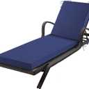 Chaise Lounge Cushions Outdoor, 72x 21x 3 Inch Waterproof & Fade-Resistant Lounge Chair Cushion, Outdoor Chaise Cushion with Removable Cover & Ties for Lawn, Patio, Pool & Beach, Navy Blue