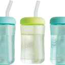 The First Years Squeeze & Sip Toddler Straw Cups - Squeezable Transition Sippy Cup with Silicone Straw - Toddler Feeding Supplies - 7 Oz - 3 Count - Ages 6 Months and Up