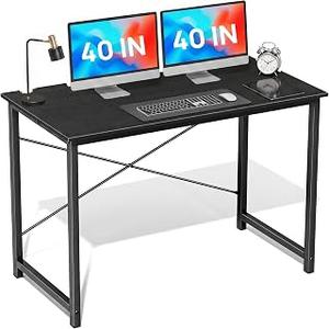 Alpen 40 Inch Computer Desk Office Desk, Small Desk with Metal Frame Wood Tabletop Writing Desk, Gaming & Work Desk for Home Office Study, Black