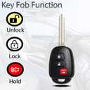 SUPALAND Key Fob Keyless Entry Fits for Toyota Tacoma RAV4 Prius C 4Runner 2013 2014 2015 2016 2017 2018 2019-2023 Remote Control Head Key Replacement HYQ12BDM HYQ12BEL 89070-42820 89070-42D30 H Chip
