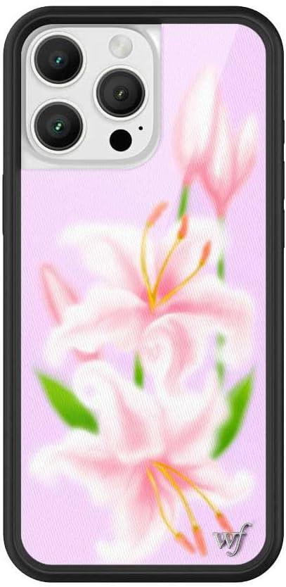 Wildflower Cases - Compatible with iPhone 16 Pro Max | Protective Black Bumper, 6.5ft Drop Test Certified, Women Owned Small Business | Floral Nature Pink Green Dainty Trendy Cute | Sweet Lily