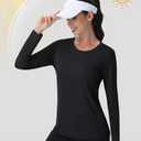 MAGCOMSEN SPF Shirts for Women Long Sleeve Quick Dry Lightweight T-Shirts Athletic Running Hiking Workout Tops Black 2XL (Green, XXL)