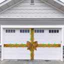 Giant Christmas Garage Door Bow Decoration with Light Large Velvet Christmas Ribbon Bow Garage Door Banner Cover for Xmas Indoor Outdoor Home Party Decoration, 26.25 x 11.81 ft(Khaki)
