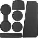 SENSHINE for 2023-2025 Chevy Silverado/GMC Sierra 1500 & 2022 Refreshed 1500 Cup Holder Insert Coaster Mats Non Slip Anti Dust Center Console Shifter Liner Pad 6 Pcs Set (Black Trim)