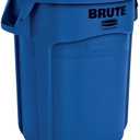 Rubbermaid Commercial Products BRUTE Heavy-Duty Round Trash/Garbage Can with Venting Channels, 10-Gallon, Blue, Waste Container for Landscapers/Construction/Restaurants/Offices/Driveway, Pack of 3