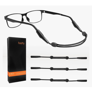 Glasses Strap Sports 3 pcs, Eyeglasses Strap Holder for Kids Women Men, Adjustable Sunglasses lanyard string chain，Reading eye glasses holders around neck, Eyewear Retainer (Black)