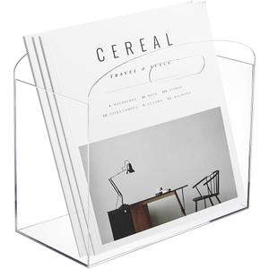 UNICRAFTALE Acrylic Magazine Holder Transparent Acrylics Newspaper Magazines Stand Organizer with handles Rectangle Acrylic File Storage Book Basket Box for Office Bedroom Home