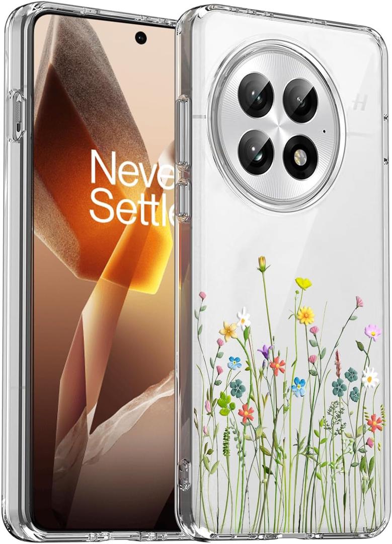 Unov Case Designed for OnePlus 13 5G, Crystal Clear Phone Case with [Anti-Slip Embossed Pattern], Shockproof Slim Protective [Anti-Yellowing TPU] Back Cover, Flower Bouquet