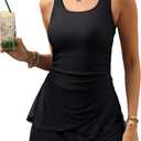 VIMPUNEC Women One Piece Swim Dress Swimsuit Tummy Control Modest Swim Skirt Bathing Suit, L