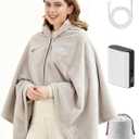 Cordless Heated Blanket, Battery Operated & Rechargeable Throw  Portable Electric Blanket with Far-Infrared Heating, Faux Rabbit Fur, 9000mAh Battery Powered, Travel, Office & Outdoor Use (Grey)