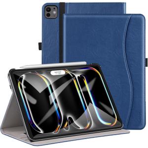 ZtotopCases for iPad Pro 12.9 6th/5th/4th/3rd Generation Case 2022/2021/2020/2018, Premium PU Leather Folio Cover, Auto Wake/Sleep, Multi Viewing Angles, Supports Pencil Pro and Touch ID, Blue