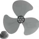 16 Inch Plastic Fan Blade With 3 Leaves And Nut Cover, For Pedestal Or Table Fans Easy to Install and Clean(black)