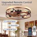 VOLISUN 27.6'' Caged Ceiling Fan with Light and Remote,Rustic Low Profile Ceiling Fan with Light Flush Mount, Farmhouse Bladeless Fandelier Ceiling Fans with Lights for Kitchen,Bedroom-Wood