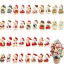 36 Sets 3 Inches Christmas Stuffed Animal Bulk Mini Plush Bear Small Bear Doll Key Chain with Tag Rope Organza Bag for Xmas Tree Decorations Stocking Stuffing Gifts(White, Light Brown)