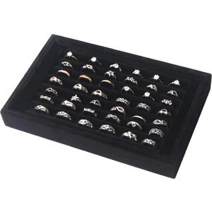 Ring Holder Display Tray Jewelry Organizer Stands for Selling Rings Earrings Show (Black)