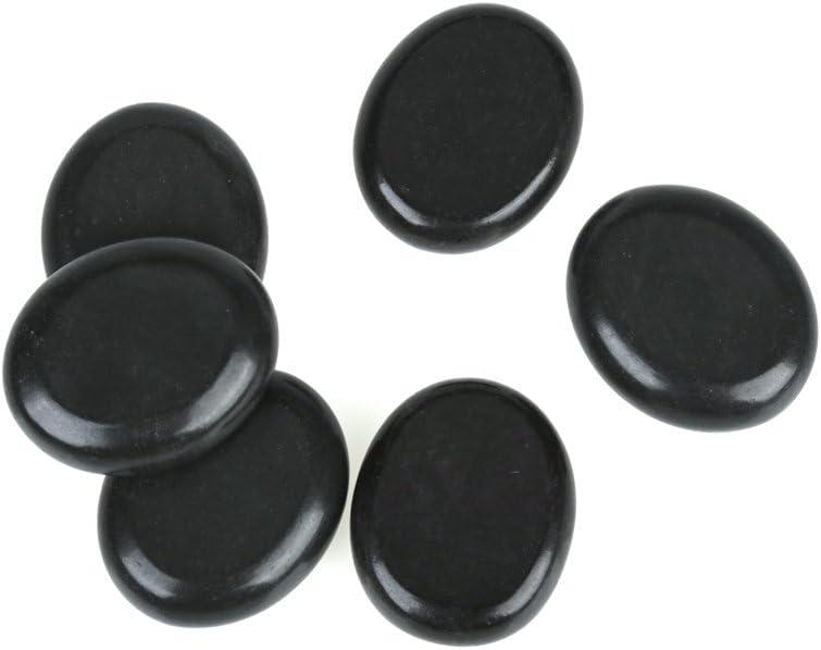 6 Pcs Medium Hot Massage Stones Set Natural Basalt Warm Rocks Kit for Home Spa Massager for Back&Leg& Face &Foot