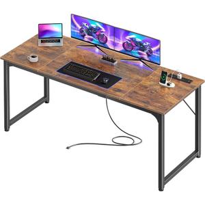 PRAISUN 63 X 24 Inch Office Computer Desk with Power Outlets and USB-C Port, Larger and Longer Gaming Desk, for Home Office, Study, Writing Work from Home Table, Metal Frame, White