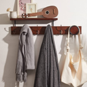 UWAET Coat Rack Wall Mounted with Shelf 27.5 Inch Length Wall Hanging Shelf Bamboo Coat Hooks with 6 Hooks for Entrance, Living Room,Bedroom, Bathroom (6 Hooks)