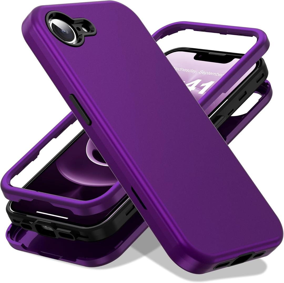 Designed for iPhone 16E Case 6.1'' with [Military Drop Protection][Compatible with Mag-Safe] Shockproof 16E Phone Case for Men Wowen,Purple