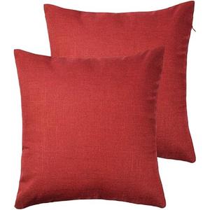 MIULEE Pack of 2 Decorative Linen Pillow Covers 15x15 Inch Red Farmhouse Soild Neutral Throw Pillow Covers Soft Accent Decorative Pillowcases Home Decors for Couch Sofa Bed Living Room