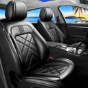 Rogue Seat Covers Custom Fit for Nissan Rogue 2014-2025 2026, Full Coverage Leather Waterproof Breathable Seat Covers, Automotive Seat Protectors, Airbag Compatible(Full Set Seats, Black)