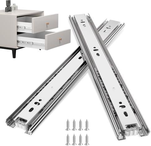 goldenwarm 5 Pair Metal Silver Drawer Slides 20 Inch, Side Mount Ball Bearing Full Extension Glides for Dresser, Tool Box, Trash Can, and Kitchen Cabinets, Heavy Duty 100 LB Capacity