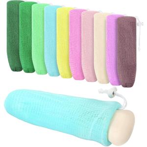 Boao Mesh Soap Bar Loofah Exfoliating Mesh Soap Saver Bag Pouch Bubble Foam Net for Body Facial Shower Cleaning Tool(20 Pieces)